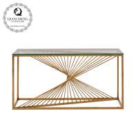 french style gold glass top console table design