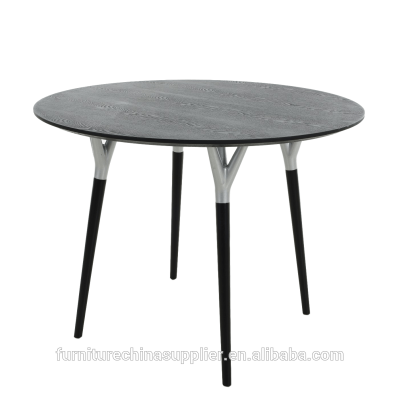 Wholesale modern round wooden black dining table set can with 4 chairs for dining