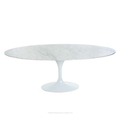 Modern tulip coffee table Carrara marble and Calacatte white aluminium base oval coffee table