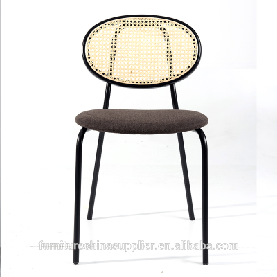 Modern design Nordic wooden rattan dinning chairs with metal frame for restaurant