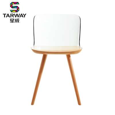 Modern original design PC Plastic Seat with wooden frame chair for living room and Restaurant