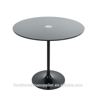 Modern tulip dining table glass top with white aluminium base round table